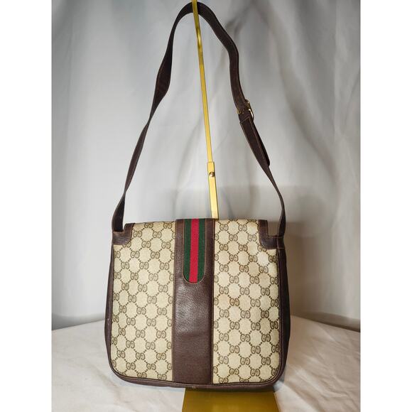 Gucci Supreme GG Canvas Leather Shoulder Bag Sherry Line Web Ophidia Vintage - Picture 3 of 15
